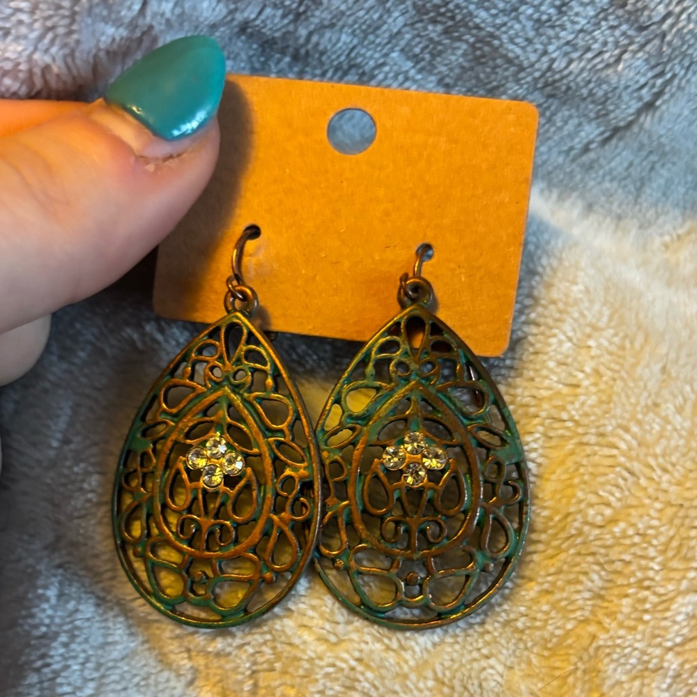 Turquoise/Metal Hanging Earrings